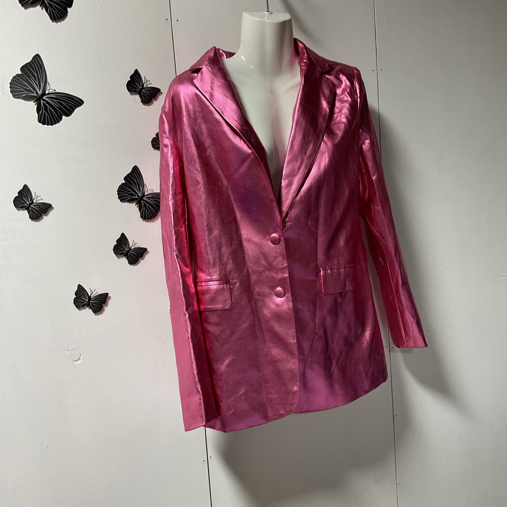 Womens Metallic Pink Blazer Jacket 943